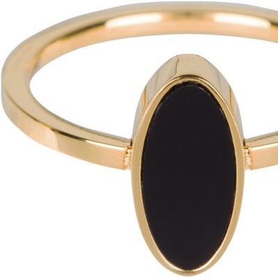 R533 Fashion Seal ovale en acier doré avec pierre noire