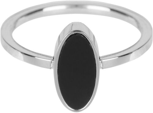 R532 Fashion Seal Oval Shiny Steel with Black Stone