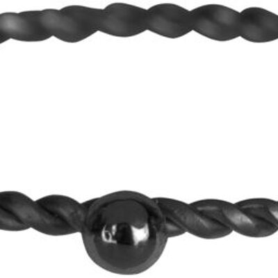 R527 Dot Twisted Ring Acciaio nero