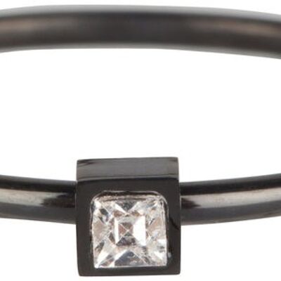 R503 Elegante cuadrado de acero negro Cristal CZ