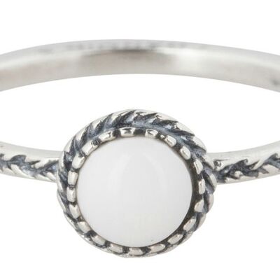 R292 Bague en argent blanc 'Crown Nat Stone'