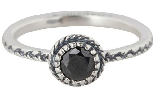 R289 Black 'Crown Diamond' Zilveren Ring