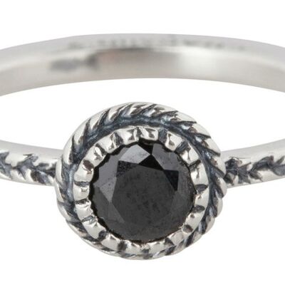 R289 Black 'Crown Diamond' Silver Ring