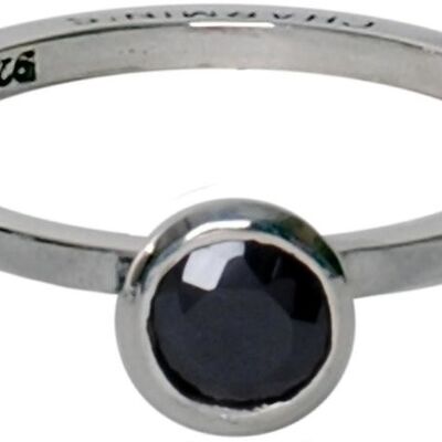 R132 Black 'Round Diamond' sterling 925 zilver