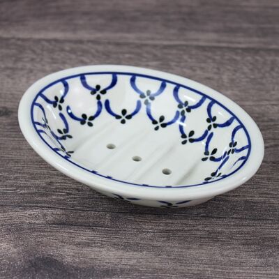 Seifenschale aus Keramik, Seifenablage oval blau