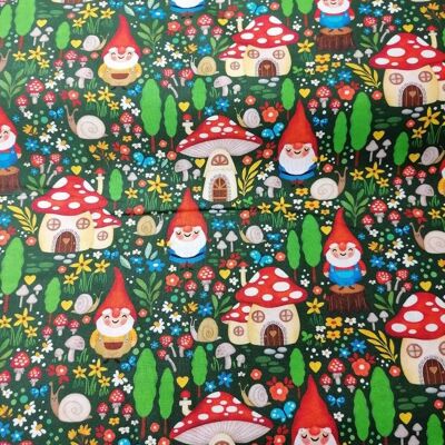 Gnome Sweet Gnome, dwarf, patchwork, woven fabric
