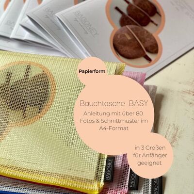 Bagoney Basy, Bauchtasche, Papierschnitt, Anfänger, Schnittmuster