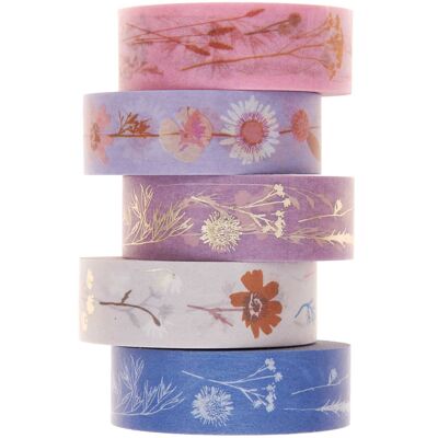 Paper poetry tape set dried flowers 5 pieces