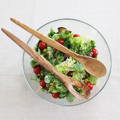 Salatbesteck Spitz lang aus Olivenholz