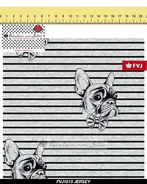 Bulli, dogs on gray, stripes, Jersey, FVJ