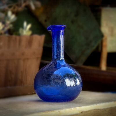 Karaffe blau 22cm, mundgeblasenes Glas
