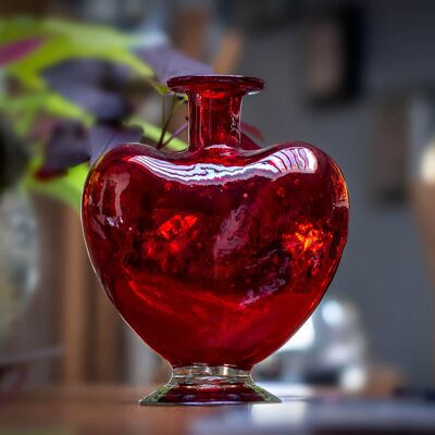 Blumenvase Herz rot , Dekoflasche