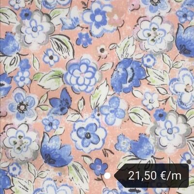 Pants fabric cotton blue flowers