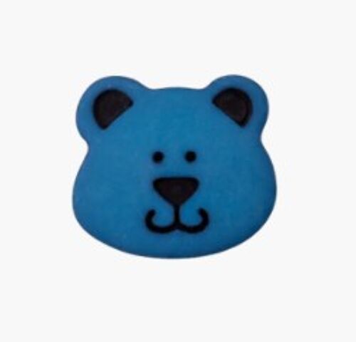 Polyesterknopf Bär mit Öse, Blau, 15mm, Union Knopf