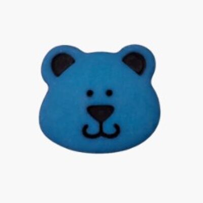 Bouton polyester ours avec anneau, bleu, 15mm, bouton Union