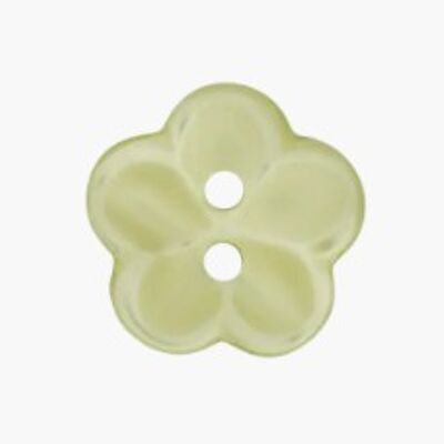 Bottone a fiore, bottone in poliestere a 2 fori, verde, 12 mm, bottone a unione