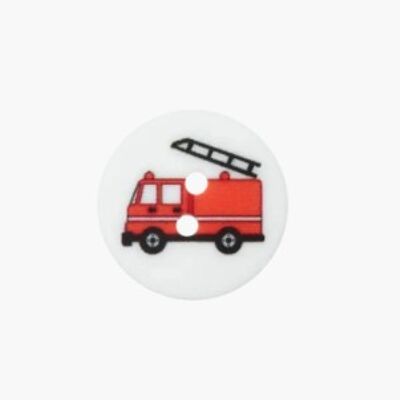 Polyester button 2-hole fire engine 18mm white, Union button