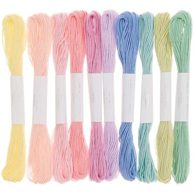 Embroidery thread, embroidery thread set Ice Cream, 10 pieces, 100% cotton, 6 strands, 10 different colors