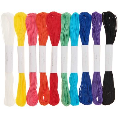 Filo da ricamo, set di fili da ricamo Rainbow, 10 pezzi, 100% cotone, 6 fili, 10 colori diversi
