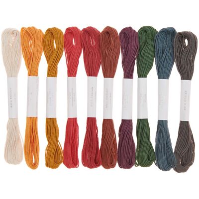 Embroidery thread, embroidery thread set Earthy, 10 pieces, 100% cotton, 6 strands, 10 different colors