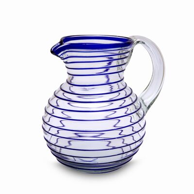 Karaffe Bola Spirale blau, mundgeblasenes Glas