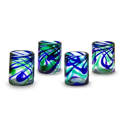 Gläser 4er Set Wellen grün-blau