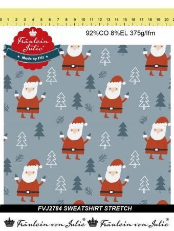 Natale, abeti, Babbo Natale, French Terry, Miss de Julie