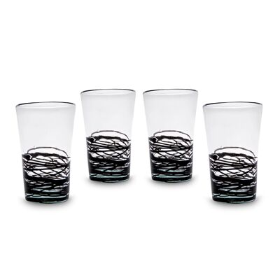 Gläser 4er Set Filos schwarz, Mundgeblasenes Glas