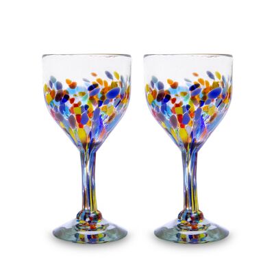 Weingläser 2er Set Konfetti, Mundgeblasenes Glas