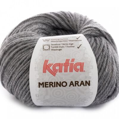 Laine Merino Aran gris moyen, n° 69, 52% laine vierge - 48% polyacrylique, Katia