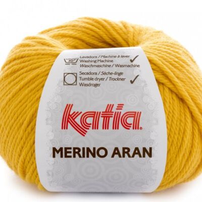 Laine Merino Aran Yellow, n° 80, 52% laine vierge - 48% polyacrylique, Katia