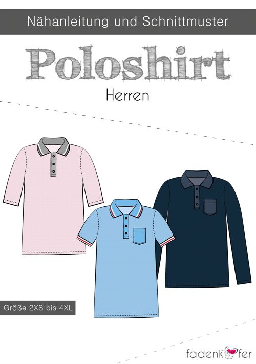 Papierschnittmuster Herren Poloshirt von Fadenkäfer