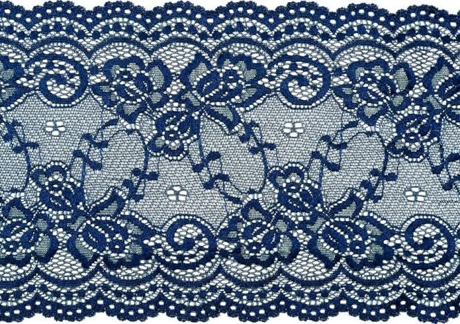 Perlonspitze 140mm Rückseite oben und unten Gummiert, viele Farben - Marine Blau