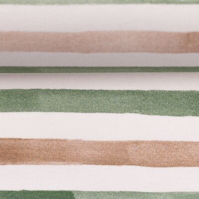 Stripes, natural white/camel/green panda stripes, jersey cotton