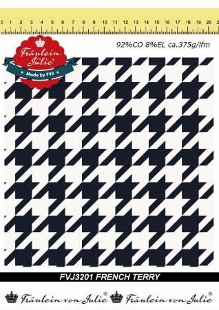 French Terry Houndstooth Black White Miss Julie