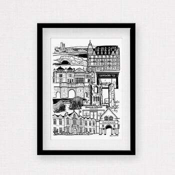 St Andrews Landmark Skyline Illustration Print - A4 21 cm x 29,7 cm 4