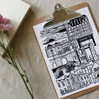 St Andrews Landmark Skyline Illustration Print - A3 29,7 cm x 42 cm 3