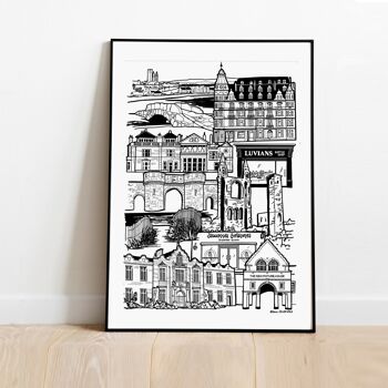 St Andrews Landmark Skyline Illustration Print - Impression encadrée A4 2