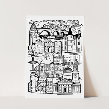 Stirling Landmark Skyline Illustration Print - A4 21 x 29,7 1