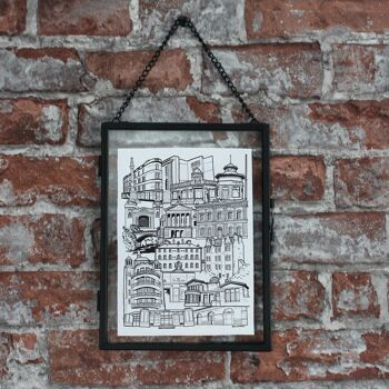 Glasgow Southside Landmark Skyline Illustration Print - A3 29,7 x 42 3