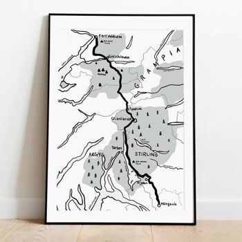 West Highland Way carte Illustration impression - A3 29,7 x 42 1