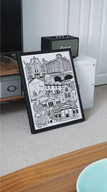 Paisley Landmark Skyline Illustration Print - A4 21 x 29,7 3