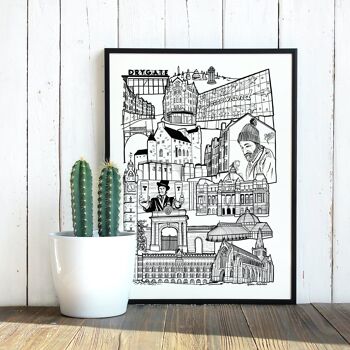 Glasgow East End Landmark Illustration Print - A3 29,7 x 42 3