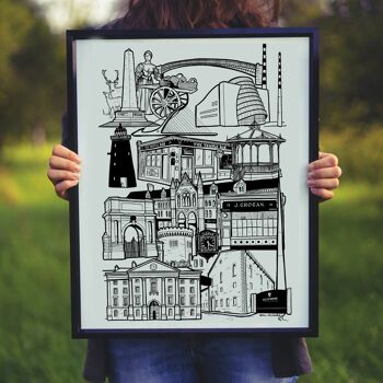 Dublin Landmark Skyline Illustration Print - A4 21 cm x 29,7 cm 3