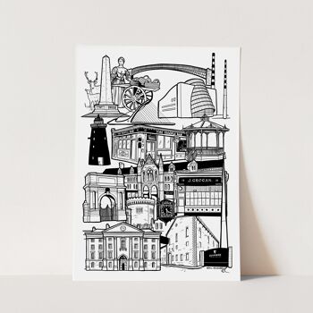 Dublin Landmark Skyline Illustration Print - A2 - 42 cm x 59,4 cm 1