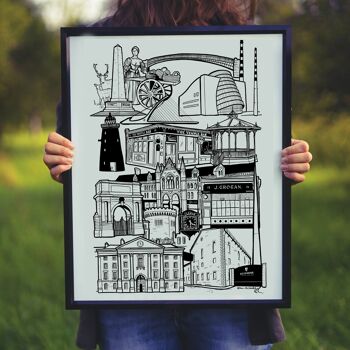 Dublin Landmark Skyline Illustration Print - A2 - 42 cm x 59,4 cm 3