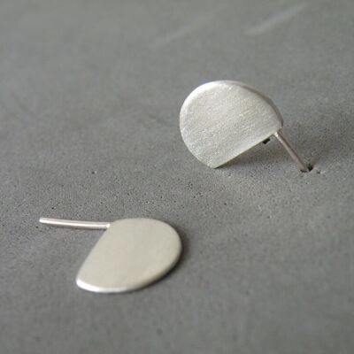 Contemporary Silver Stud Earrings, Semi Circle Studs for Her, Women's Jewelry, Wife Gifts