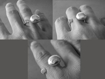 Anneau ouvert de pépite d'argent pour des femmes, anneau réglable minimaliste fait à la main, anneaux de femmes 2