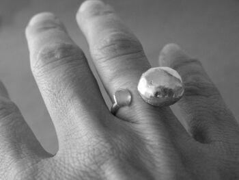 Anneau ouvert de pépite d'argent pour des femmes, anneau réglable minimaliste fait à la main, anneaux de femmes 4