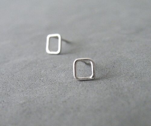Geometric Square Stud Earrings Sterling Tiny Squares Minimalist Earrings Modern Jewelry